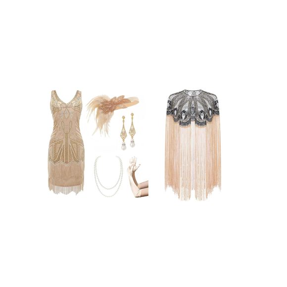 sachin and babi light blue dress Plus Size Champagne Gatsby 1920s Flapper Dress with Sequins and Fringes main image 1